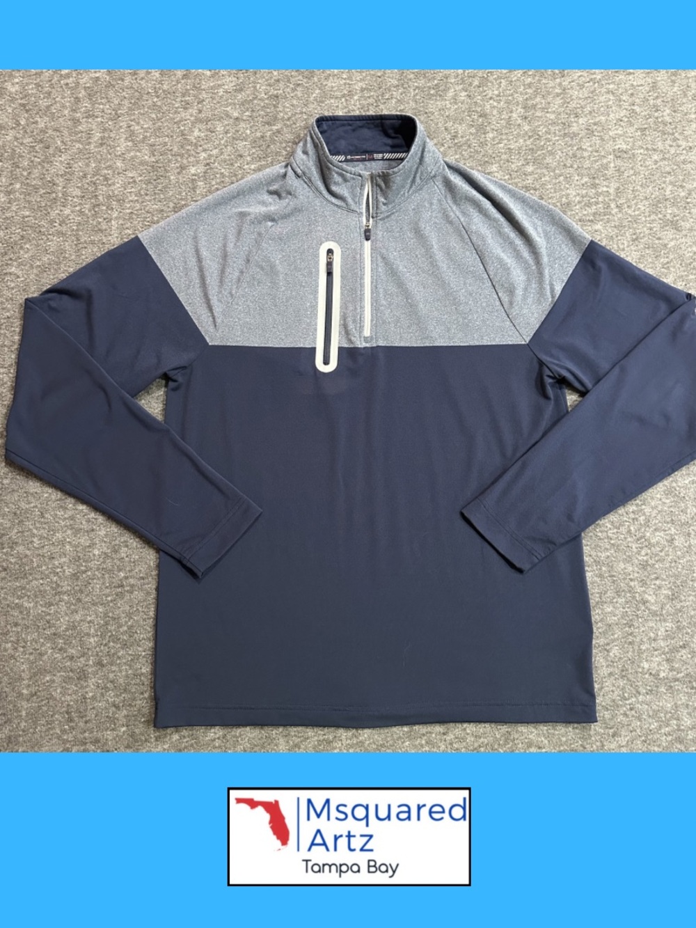 Southern Tide Tides To Trail Quarter Zip Pullover Blue Gray Performance Men M